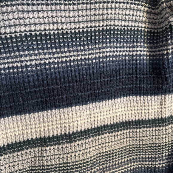 L.L. Bean Like-New Waffle Knit Cowl Neck Striped Sweater - Cotton, Merino Wool - Picture 2 of 8